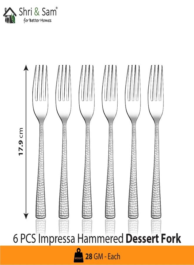 Shri & Sam Stainless Steel Impressa Hammered Desert Fork,6 Pieces - Image 2